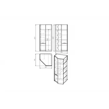 Шкаф угловой Rich дуб крафт золотой / миндаль / глиняный серый