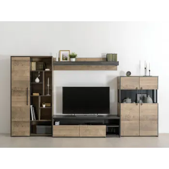 ТВ-тумба Трувор Дуб Гранж песочный / Интра / Черный - купить с доставкой по России ТВ-тумба Трувор Дуб Гранж песочный / Интра / Черный - купить с доставкой по России
