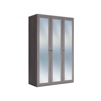 Распашной шкаф Парма Нео 20 Ясень Анкор светлый / Экокожа белая С зеркальными фасадами