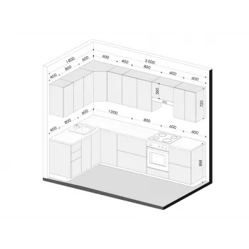 Кухонный гарнитур Вельвет 300х180 см Белый / Бетон графит / Бетон снежный - купить с доставкой по России Кухонный гарнитур Вельвет 300х180 см Белый / Бетон графит / Бетон снежный - купить с доставкой по России