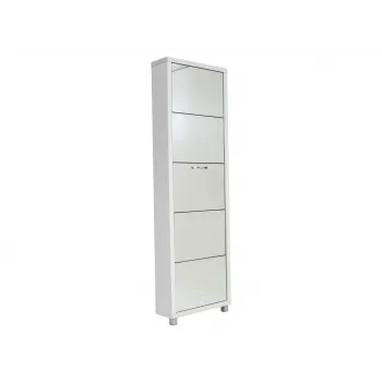 Обувница Люкс 5 Белый шагрень / Зеркало