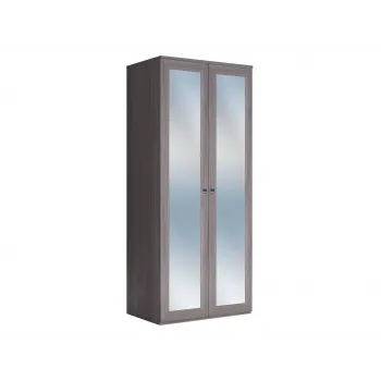 Распашной шкаф Парма Нео 19 Ясень Анкор светлый / Экокожа белая С двумя зеркалами
