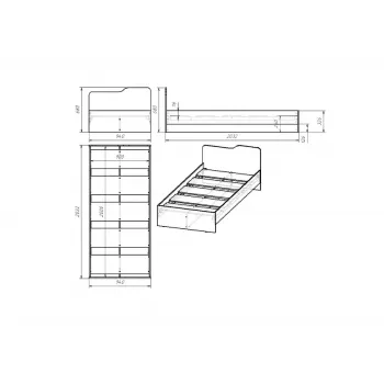 Кровать Rich 0.9 дуб крафт золотой / кенди / сумеречный голубой - купить с доставкой по России