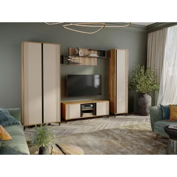 Гостиная Богемия Дуб Барокко / Бежевый / Черный