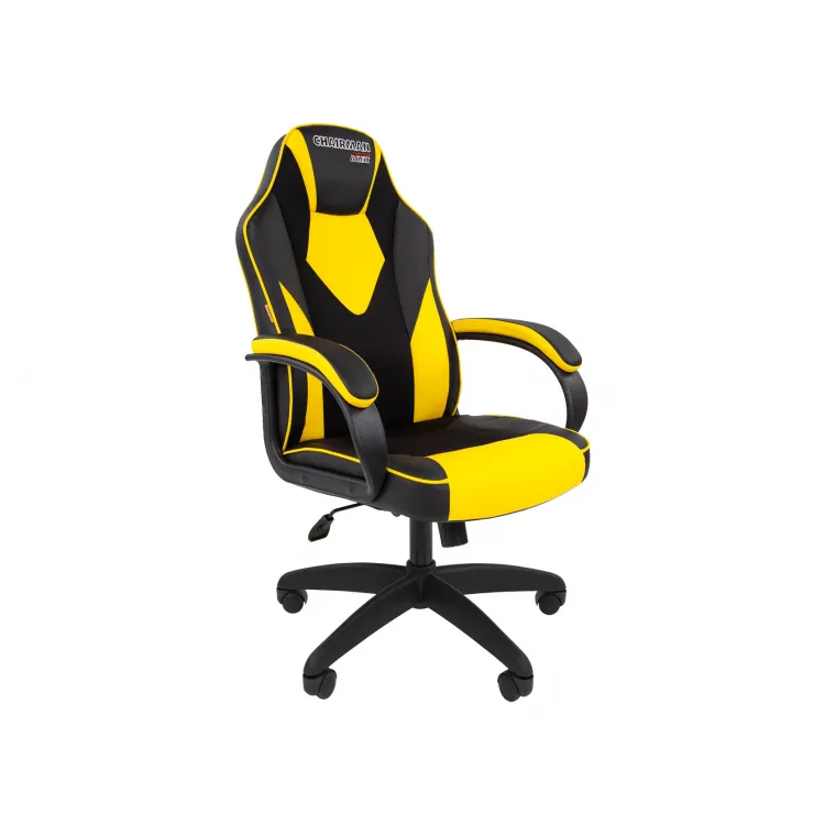 Игровое кресло Сарон Черный, экокожа / Желтый, экокожа / Черный, ткань - купить с доставкой по России
