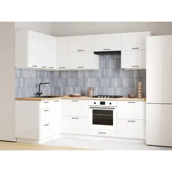 Кухонный гарнитур Стрэйт 240х140 см Белый / Белый глянец - купить с доставкой по России