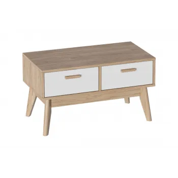 Тумба Калгари с 2-мя ящиками дуб натуральный светлый / белый матовый