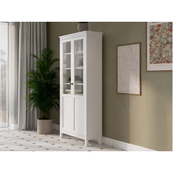 Шкаф-витрина Кымор Белый, массив сосны - купить с доставкой по России