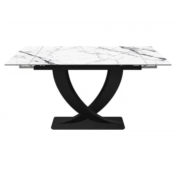 Кухонный стол Лекси Мрамор белый, МДФ / Черный матовый, металл - купить с доставкой по России