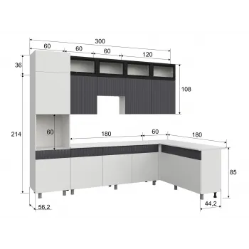 Кухонный гарнитур София 300х180 см Белый / Бланж / Графит матовый / Черный / столешница Антарес - купить с доставкой по России Кухонный гарнитур София 300х180 см Белый / Бланж / Графит матовый / Черный / столешница Антарес - купить с доставкой по России