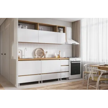 Кухня Ирма 2.0 м дуб крафт золото / белый шагрень